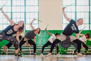 Adults participating in a fitness course