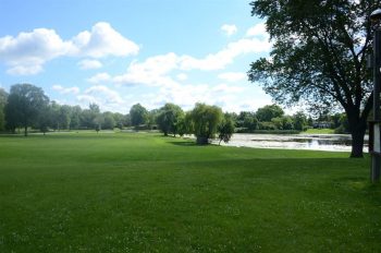 Columbus Park open field on the edge of a lake